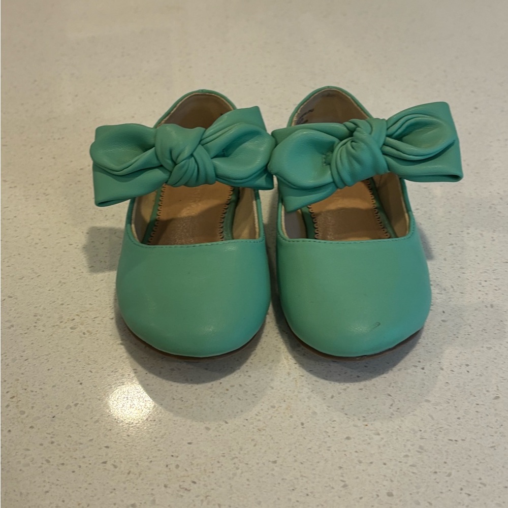 Kids Turquoise Bow Shoes